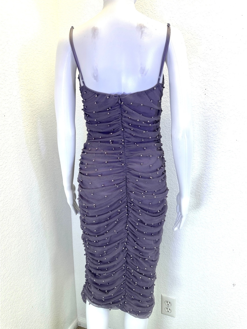 Women’s Sz 6 Asos Design Lavender Ruched Cami Midi Dress Formal Prom Wedding - Picture 4 of 6